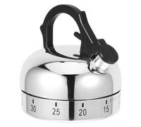 HAKIDZEL Manual Kitchen Timer in Silver Tea Kettle Shape, Wind up Countdown Timer Precisely Times to 60 Minutes, Made of Abs and Steel, for Cooking and Brewing Tea