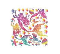 HAKIDZEL Mermaid Pattern Wall Decal 28x28cm PVC Self-Adhesive and Waterproof Wall Sticker for Bedroom and Smooth Surface Beautiful Ocean Glitter