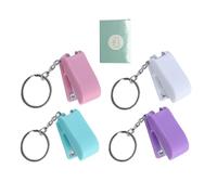 HAKIDZEL Mini Keychain Stapler Set with Ring, Small and Light Portable Desktop Stapler for School and Office Use, Sturdy Plastic and Metal Construction with Streamlined Design, 5 Pieces