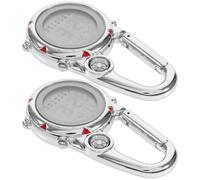 HAKIDZEL Multi-Function Mini Carabiner Clip Watch 2pcs Set with Stainless Steel and Zinc Alloy, Luminous Display Time and Alarm Reminder, for Outdoor Activities and Adventure