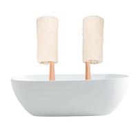 HAKIDZEL Natural Exfoliating Loofah Back Scrubber with Long Wooden Handle Raw Wood Bath Brush for Gentle Body Exfoliation and Smooth Skin Durable Scrub Brush for Women and Adults