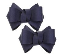 HAKIDZEL Navy Blue Ribbon Bow Shoe Charms Grosgrain Fabric Decorative Clips for Bridal and Party Heels Removable