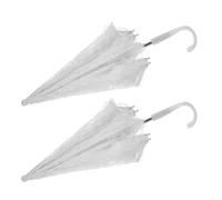 HAKIDZEL Parasol Steel Umbrellas Wedding White for Lace Outdoor 2pcs Decorative and Practical Use Frame, Romantic Elegant Design Props Ceremony Photography