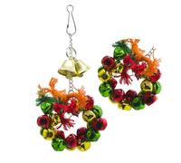 HAKIDZEL Parrot Chewing Hanging Bell Wreath for Cage Decor Christmas Bird Made of Metal and Cotton Rope Promotes Fun for Parrots and Birds