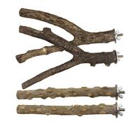 HAKIDZEL Parrot Perch Stand Wooden Training Rack for Pet Birds with Multi-branch Design Exercise and Training Platform