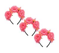 HAKIDZEL Peony Floral Realistic Flower Lightweight and 3pcs Women Headbands for Fabric Crowns with High Realism Holidays for Costume Events