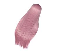 HAKIDZEL Pink Long Straight Hair Wig Synthetic Lace Fringe Wig Swan Natural Hairpiece Retro Long