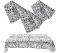HAKIDZEL Plastic Tablecloth 4Pcs Medieval Knight Theme with Pebble Stone Design Rectangular and Shapes Suitable for Home Parties and Dining