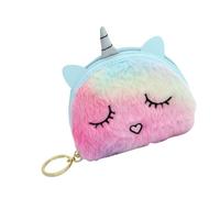 HAKIDZEL Plush Unicorn Purse Mini Coin Pouch Small Wallet for Women, Fashion Change Bag in Blue, Soft Material Holding Coins and Folded Bills, for Travel and Business Use Random Color
