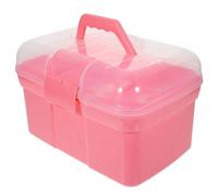 HAKIDZEL Portable Medicine Box First-aid Box Double Layer Large Capacity Medicine Holder with Delicate Workmanship and Fashion Appearance Pink for Home Emergency Use