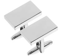 HAKIDZEL Rectangular Silver Cufflinks for Men 1 Pair Brass with Plating High Gloss Metal Finish Simple and Elegant Design Accessory for Wedding and Formal Shirts