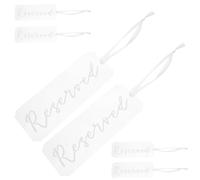 HAKIDZEL Reserved Chair Signs with Easy Installation for Wedding Acrylic 6pcs and Lightweight Design, White Rectangular Hanging Tags for Occasions Requiring Reservation