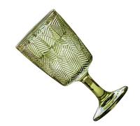 HAKIDZEL Retro Embossed Wine Goblet 300ml Green Glass Cocktail Flute Round Mouth, Reusable and Easy to Clean Vintage Goblet Cup for Elegant Dining and Parties