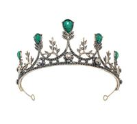 HAKIDZEL Retro Green Rhinestone Crown Hairband for Weddings and Celebrations, Elegant Alloy Wedding Hairband Adds Glamour and Beautiful Hair Decor