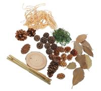 HAKIDZEL Retro Photo Prop Set with Lifelike Pine Cone and Leaf Design Decorative Wooden Background Decoration for Food Photography and Home Use for Store Displays and Photo