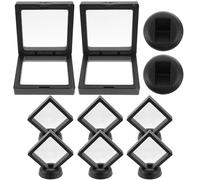 HAKIDZEL Set of 8 Black Floating Frame Display Holders for Coins with Abs and Pe Material, Moisture Protection, for Showcasing Medallions, Challenge Coins, and Jewellery Collectibles