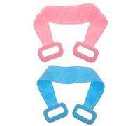 HAKIDZEL Silicone Back Rub Towel 2Pcs with Hanging Feature for Space-Saving Soft Blue and Pink Long Stretchable Straps Bath Towels Suitable for Shower and Dry Brushing