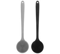 HAKIDZEL Silicone Body Scrubber Bath Brush Easy to Hold Shower Brush 2pcs with Handle and Hole Design for Massage Effects, Bathing Accessories Gift for Friends and Families