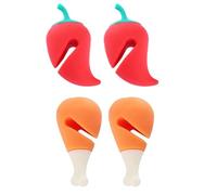 HAKIDZEL Silicone Pot Lid Lifters for 4pcs Spill-proof Boil over Stoppers with Comfortable Hand Feeling and Drumstick and Chili Shapes Kitchen Use