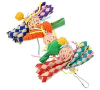 HAKIDZEL Small Bird Chew for Parrots and Parakeets, Natural Rattan Ball and Paper Material, Molar Chewing to Promote Healthy Teeth, for Cage Use and Bird Treats
