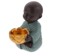 HAKIDZEL Small Buddha Statue Resin Miniature Monk Decoration with Chinese Zen Style, Decorative and Stable Sculpture for Courtyard Or Photography Prop, Realistic Oriental Home Ornament