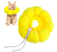 HAKIDZEL Soft Plush Cat Cone Collar Adjustable Size 17-27cm Yellow Donut Shape Comfortable Collar for Cats and Kittens after Surgery