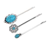HAKIDZEL Southwestern Turquoise Bobby Pins 3 Pack Bohemian Hair Clips Decorative Hair Accessories for Women Casual and Formal Events