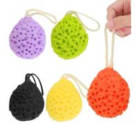 HAKIDZEL Sponge Color Bath Built-in Loops Hanging 5pcs Scrubber with and Rapid Drying Feature, Soft Exfoliating Loofahs Gentle Cleaning Random Shower for Skin Daily Bathing Use