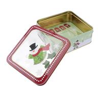 HAKIDZEL Square Tinplate Candy Box with Plastic Lid for Christmas Baking and Wrapping, Portable Design with Fine Workmanship, Stylish Red Holiday Treat Packaging Box