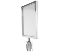 HAKIDZEL Stainless Steel Stanchion Post Top Sign Frame Holder A4 Size Vertical Direction with Convenient, Not Easy to Deform Structure for Airport Queuing Sign and Garages