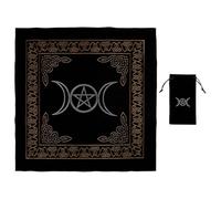HAKIDZEL Tarot Cards Accessory Set with Decorative Black Velour Divination Altar Tablecloth and Fabric Storage Pouch, Printing, No Discoloration, for Tarot Cards Game and Divination