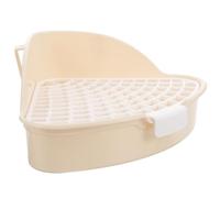 HAKIDZEL Triangle Shaped Pet Toilet Potty for Small Animals and Ferrets, White Plastic Rabbit Litter Tray with Easy to Clean and Space-saving Design, for Bathroom and Home Use