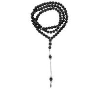 HAKIDZEL Vintage and Free of Burrs Prayer Beads String Black Glass with Comfortable Wearing for Pilgrimage Worship and Friends Who Love Buddhism