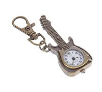 HAKIDZEL Vintage Coffee Pocket Watch with Quartz Movement and Glass Mirror, Guitar Shape Design with Keychain, Retro Style for Students and Housekeepers, Easy to Carry and Protects the Dial