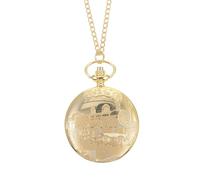 HAKIDZEL Vintage Golden Pocket Watch with Chain Featuring A Vivid Train Pattern, Elegant Antique Style, Metal Construction with Plastic Mirror, for Timekeeping and Decoration as A Railway