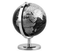 HAKIDZEL Vintage Rotating European Style Globe Ornament with Black Silver English Map for Home Office Desk Decor Antique Decorative Globe Ball Interactive Educational Desktop Accessory