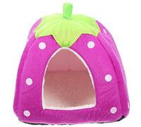 HAKIDZEL Wear Resistant Strawberry Tent House for Hamsters Cozy Hideout for Pets Safe and Durable Pet Bed for Play Rest and Comfort Purple S