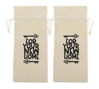 HAKIDZEL Wine Bottle Bags with Drawstring Design Cotton Linen 2pcs Easy to Open Beige for Banquet Party Bags Suitable for Housewarming, Banquet, and Chocolate Packaging