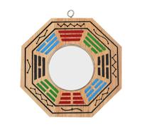 HAKIDZEL Wood Decor Eight Diagrams Blessing Mirror Feng Shui Ornament Hanging Decor Ward off Bad Luck Retro Style Beautiful Appearance Chic Design for Room and Shop