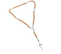 HAKIDZEL Wood Rosary Beaded Necklace for Prayer with Cross Pendant | Classic Brown Wooden Accessory, Safe to Use, for Sacred Occasions, Men and Women