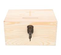 HAKIDZEL Wooden Collection Box Suggestion Desktop Or Portable Lock with Donation and Fundraising in Khaki for Church Office Use