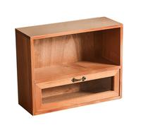 HAKIDZEL Wooden Cosmetic Storage Cabinet with Drawer for Desktop Use, Retro Style Organizer Keeps Bottles Upright and Prevents Spills, for Bedrooms and Dormitories