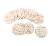 HAKIDZEL Wooden Monthly Growth Cards Set for Newborns, 15pcs Round Engraved Natural Wood Photo Props with Safe and Smooth Finish, for Birth Memory Scrapbooks