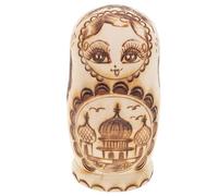 HAKIDZEL Wooden Nesting Dolls Doubleheaded Eagle Pattern, 5-layer Pyrography Relief Effect, Decorative Piece and Store Small Items, Unique Traditional Russian Craftsmanship, Keepsake
