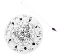 HAKIDZEL Wooden Pendulum Board Set with Natural Stone and Carved Butterflies, Charming White Altar Supplies for Beginners in Witch Craft, Personal Luck and Exorcise Ghosts, for Office