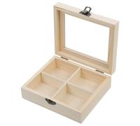 HAKIDZEL Wooden Tea Bags Organizer with Four Compartments and Window Design, Versatile Storage Box for Small Items and Coffee Bags, for Office and Tea Storage Racks
