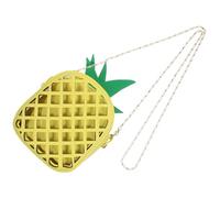 HAKIDZEL Yellow Pineapple Shape Shoulder Bag for Women with Chain Strap, Moderate Capacity Pu and Polyester Crossbody Bag, Two Carrying Methods Suitable for Work and School