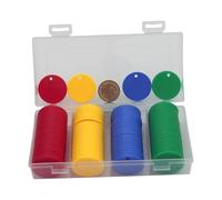 HAKITAROOM 35MM with Holes, 120 Pieces per Box of Plastic Poker Chips - Perfect for Bar Activities, Teaching Games, and Customizable Accessories with Text. (Red+Yellow+Blue+Green, 35MM/1.37 Inch)