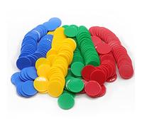 HAKITAROOM Set of 100 Opaque Plastic Learning Counters Mini Poker Chips Game Tokens with Storage Box (Red+Yellow+RoyalBlue+Green, 1 Inch)