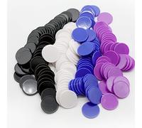 HAKITAROOM Set of 100 Opaque Plastic Learning Counters Mini Poker Chips Game Tokens with Storage Box (Black+White+Blue+Purple, 1 Inch)